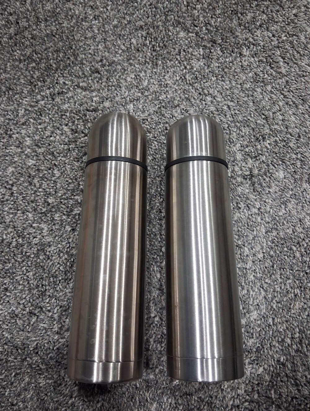 Set Of 2 Stainless Steel Thermos's. 10" Tall